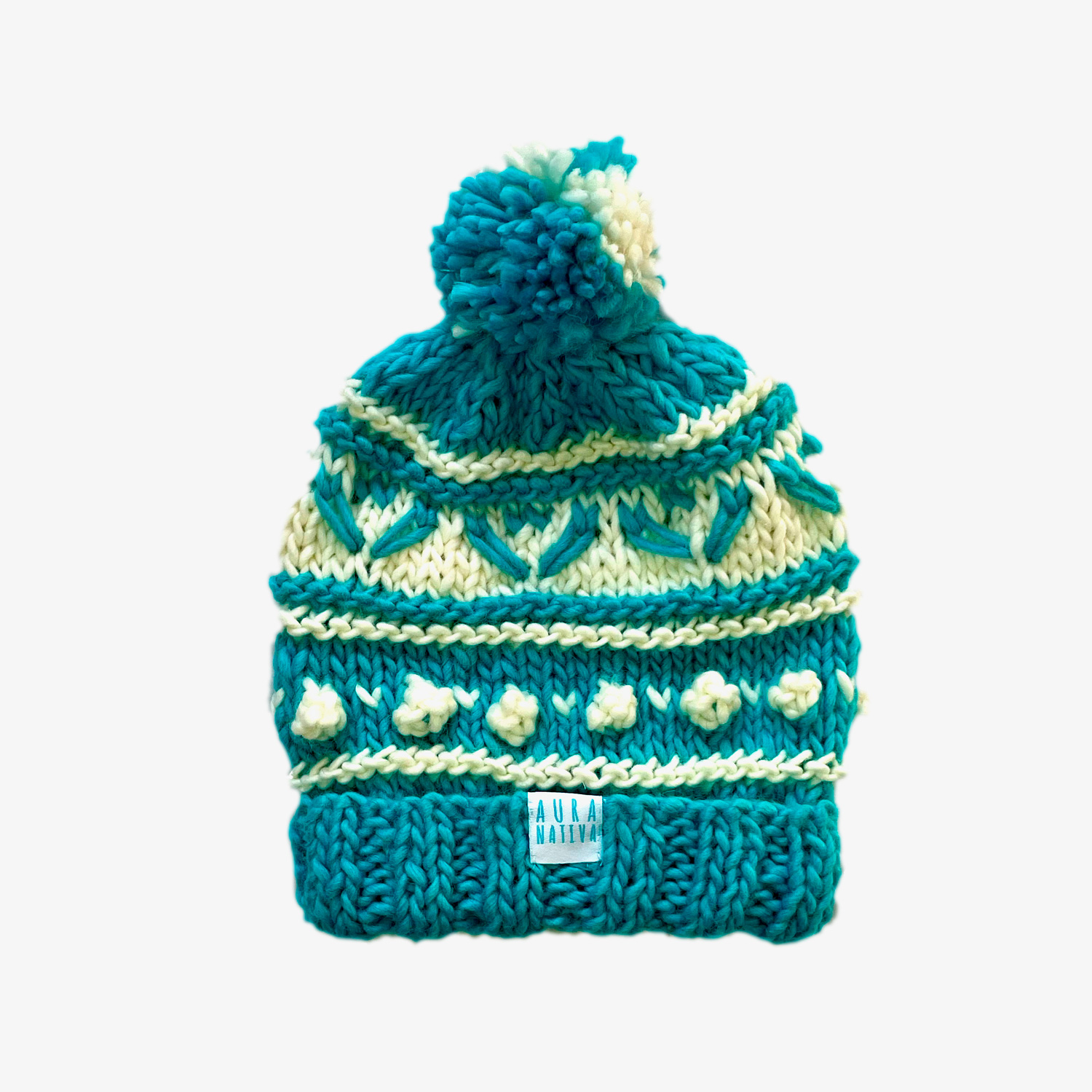 Gorro de lana verde a rayas